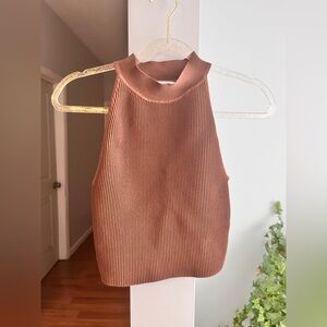 BABATON ARIZTIA Chocolate Ribbed Halter Neck Top